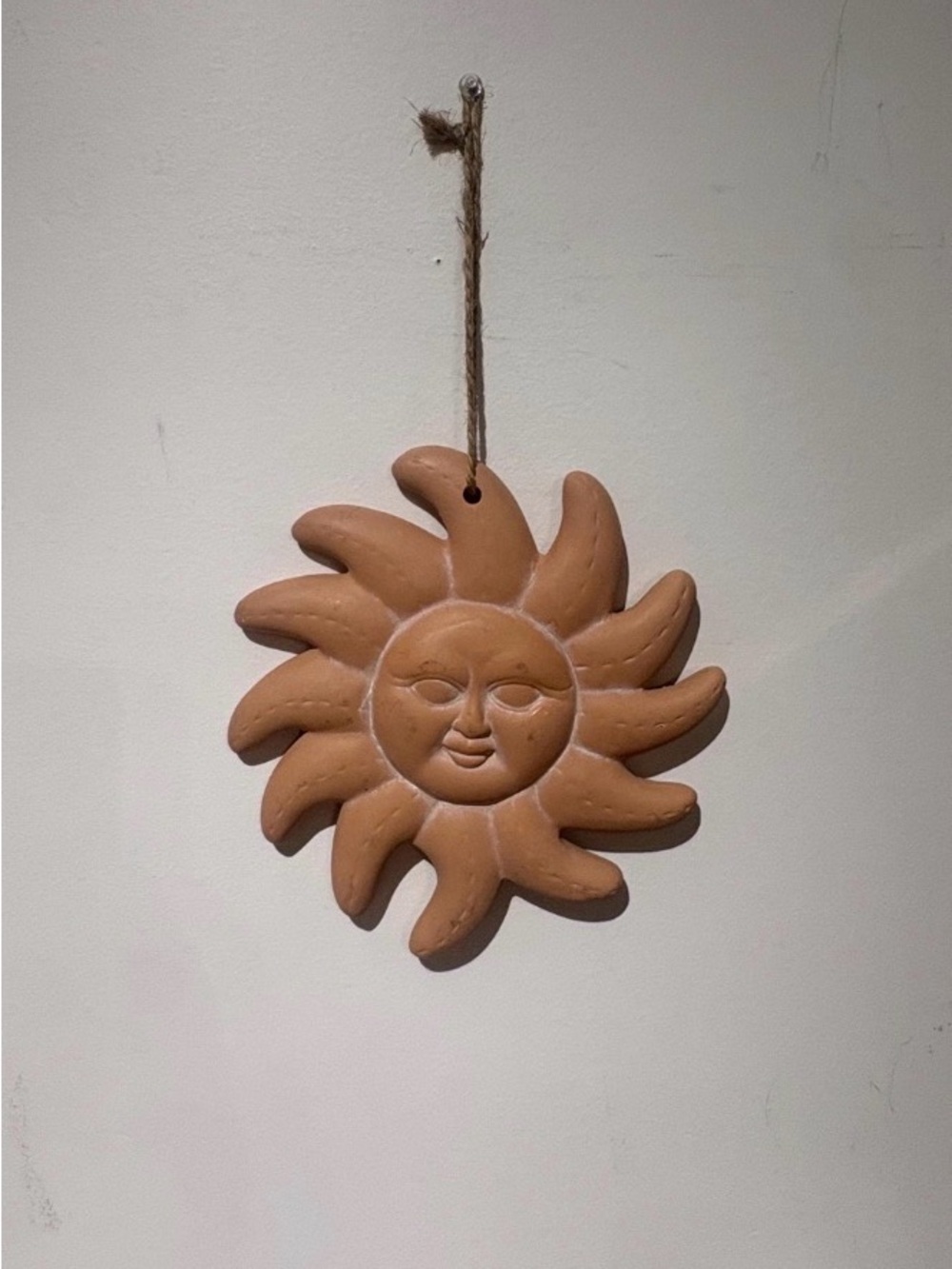 Terracotta Sun Face Wall Hanging - Natural Brown Home Wall Decor